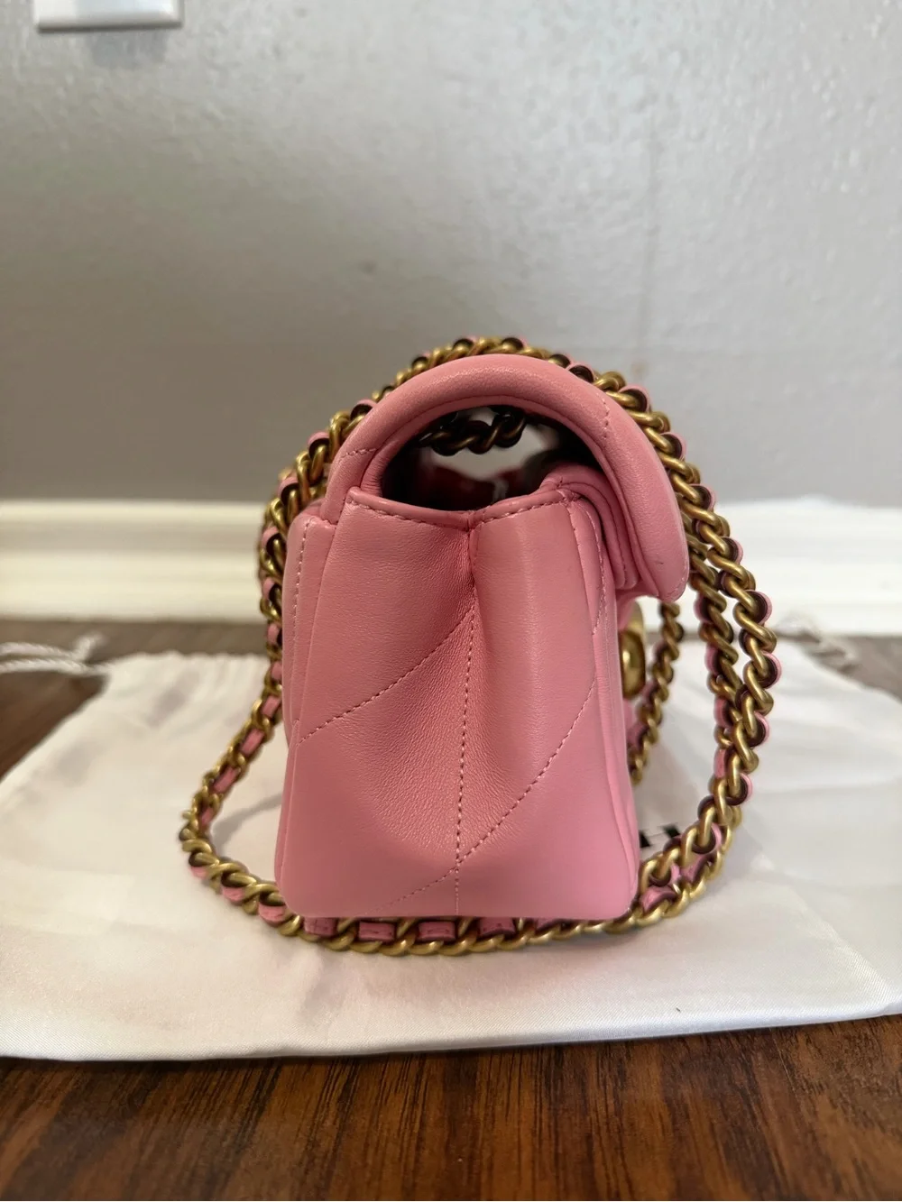 Coach Quilted tabby 20 in flower Pink Crossbody with Gold Chain
